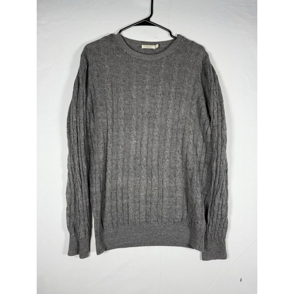 SuitSupply Sweater Men's Large Gray Linen Cotton Cable Knitted Crewneck Preppy - Picture 1 of 7